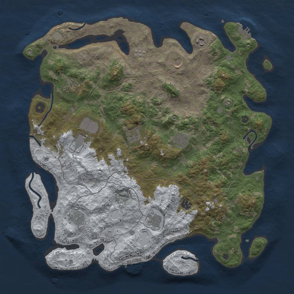 Rust Map: Procedural Map, Size: 4300, Seed: 1208302187, 19 Monuments