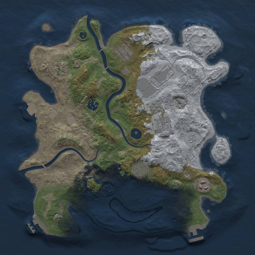 Rust Map: Procedural Map, Size: 3500, Seed: 4595843, 14 Monuments