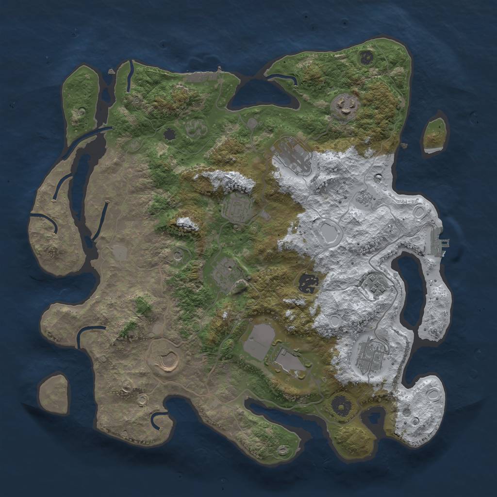 Rust Map: Procedural Map, Size: 3700, Seed: 1365709750, 18 Monuments
