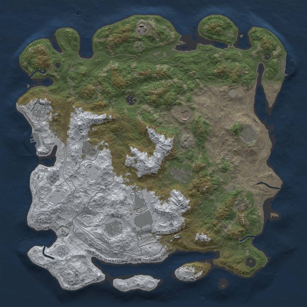 Rust Map: Procedural Map, Size: 4500, Seed: 282346530, 20 Monuments