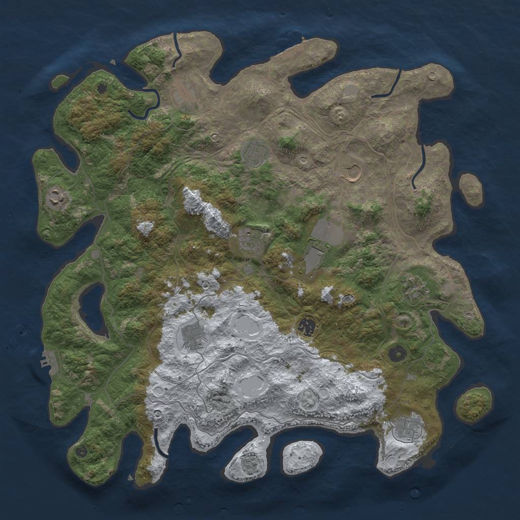 Rust Map: Procedural Map, Size: 4500, Seed: 1727987726, 19 Monuments