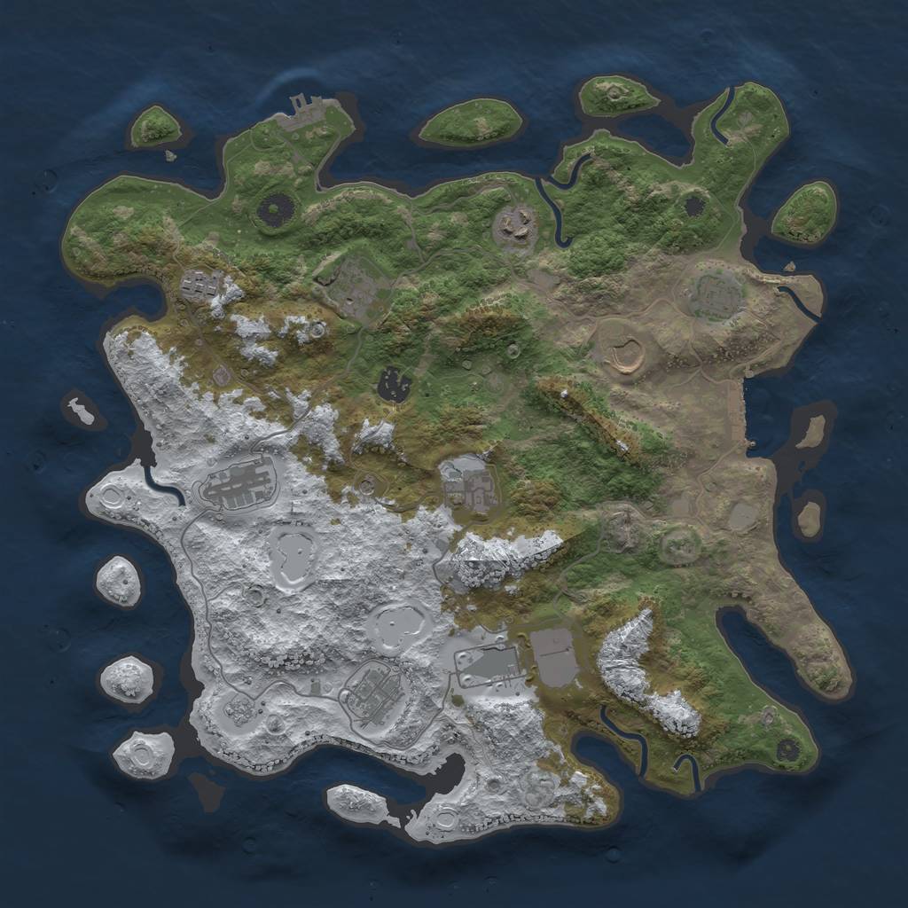 Rust Map: Procedural Map, Size: 3980, Seed: 348697077, 19 Monuments