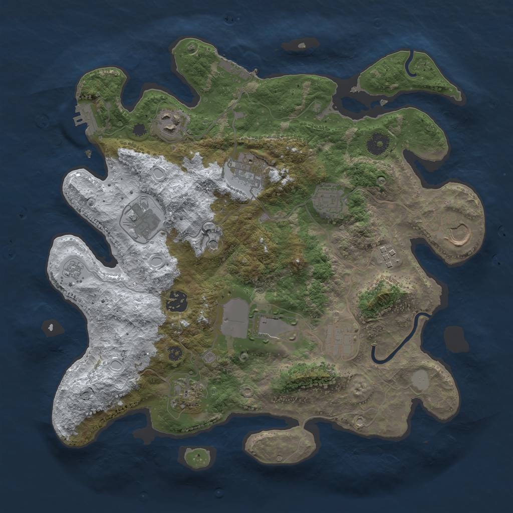 Rust Map: Procedural Map, Size: 3500, Seed: 680157854, 19 Monuments