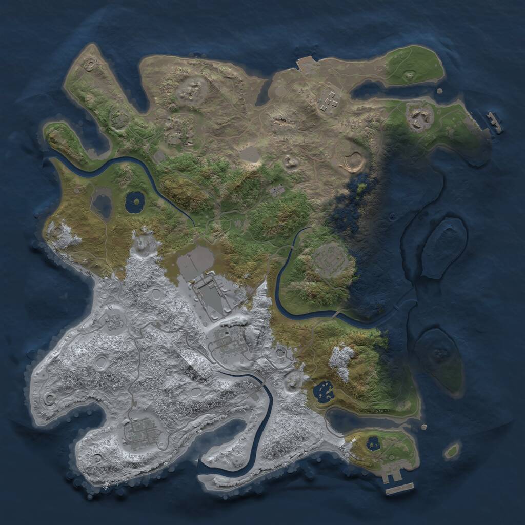 Rust Map: Procedural Map, Size: 3700, Seed: 999999, 15 Monuments