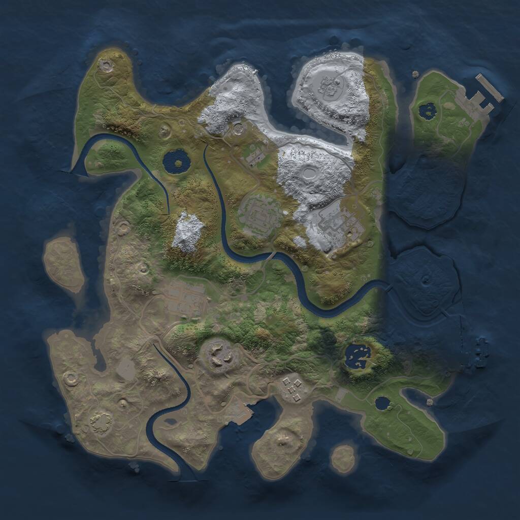 Rust Map: Procedural Map, Size: 3000, Seed: 2061768103, 12 Monuments