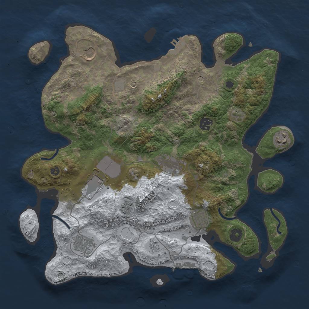 Rust Map: Procedural Map, Size: 3500, Seed: 435940925, 17 Monuments