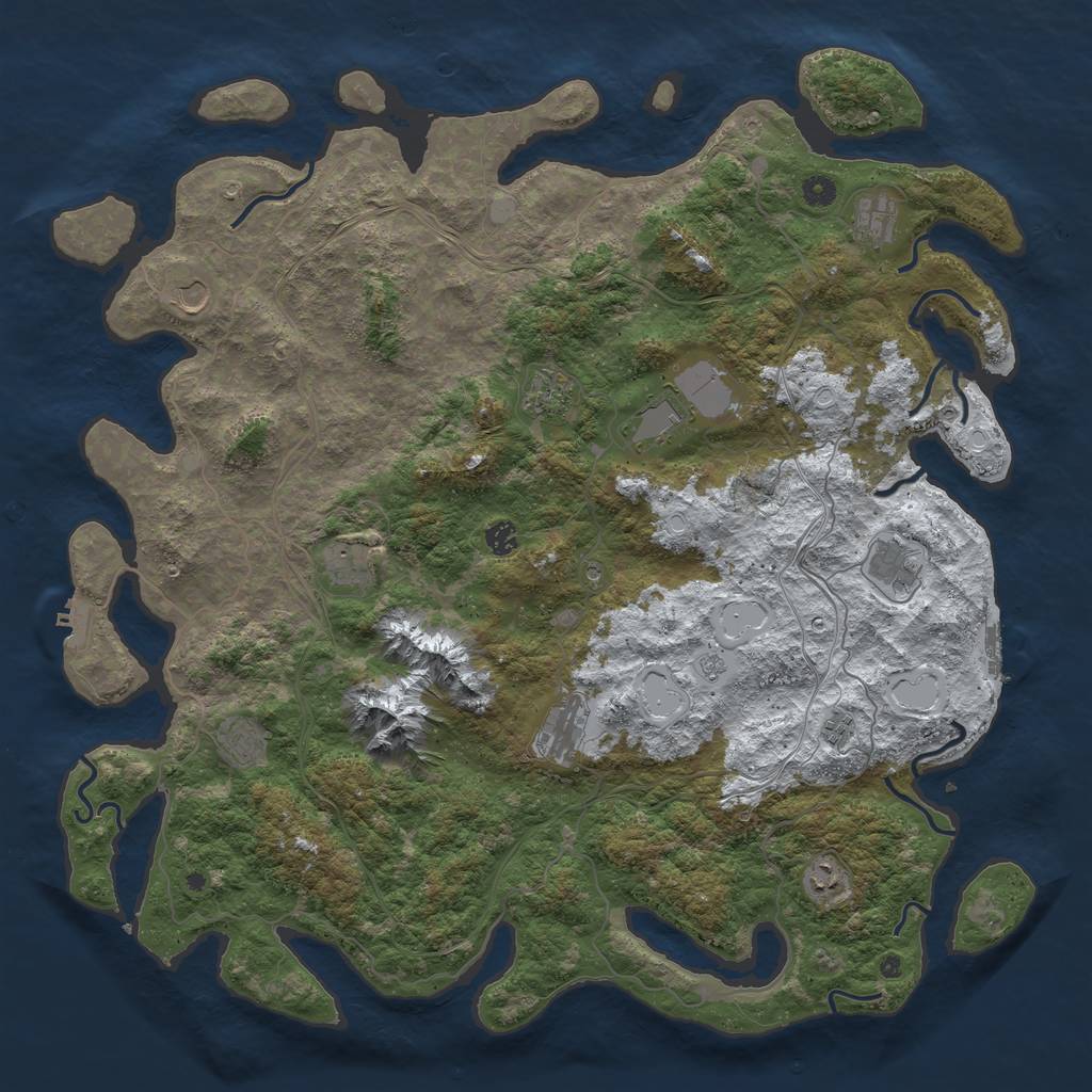 Rust Map: Procedural Map, Size: 5000, Seed: 64123, 20 Monuments