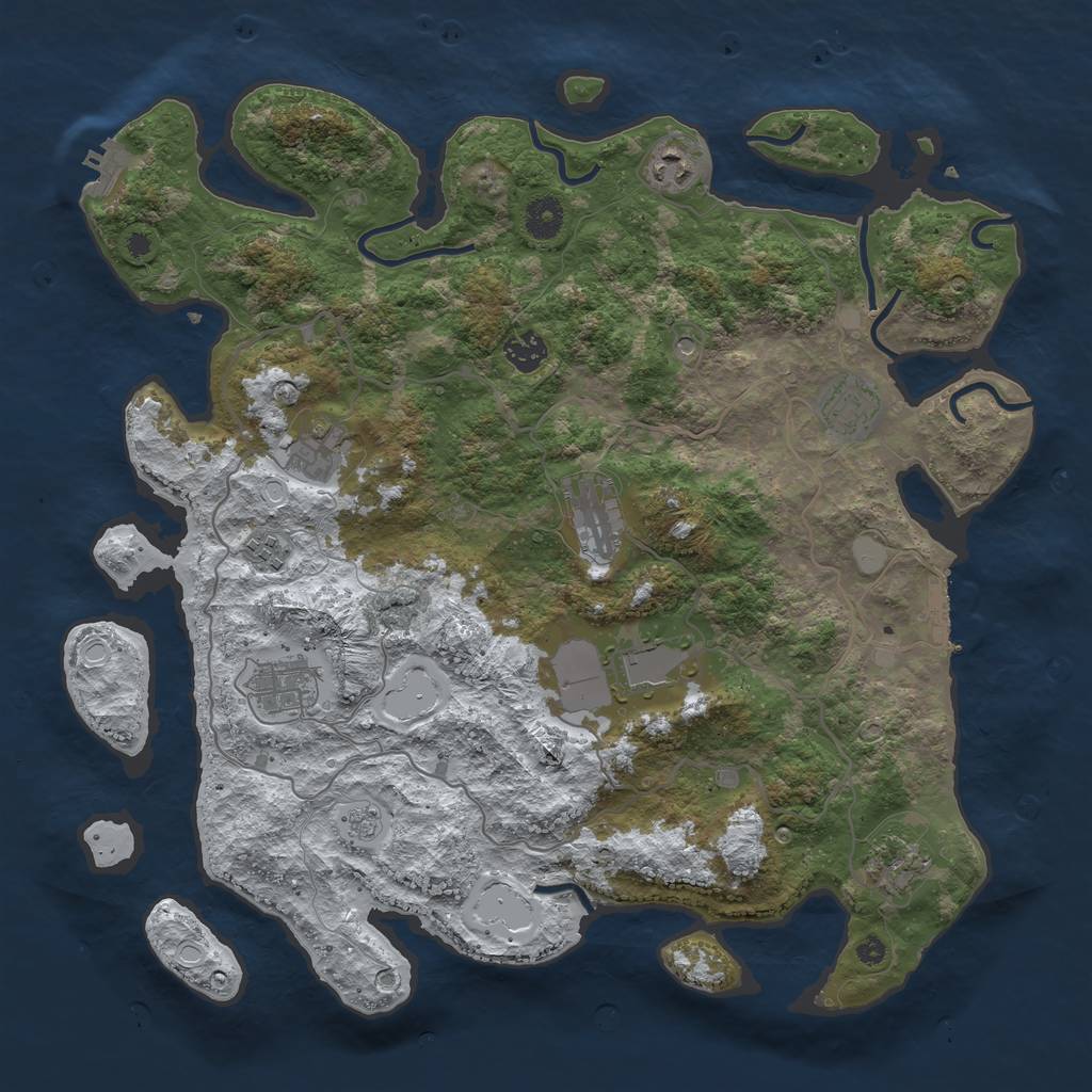 Rust Map: Procedural Map, Size: 4000, Seed: 2434, 18 Monuments