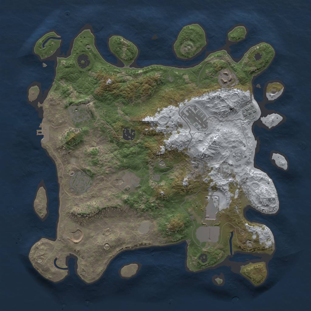 Rust Map: Procedural Map, Size: 3500, Seed: 503008455, 17 Monuments