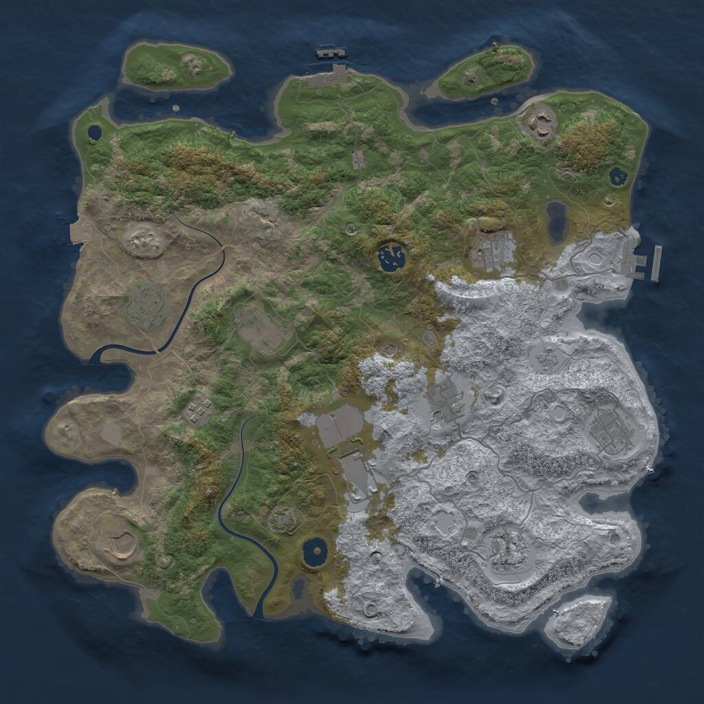 Rust Map: Procedural Map, Size: 3900, Seed: 735245225, 17 Monuments