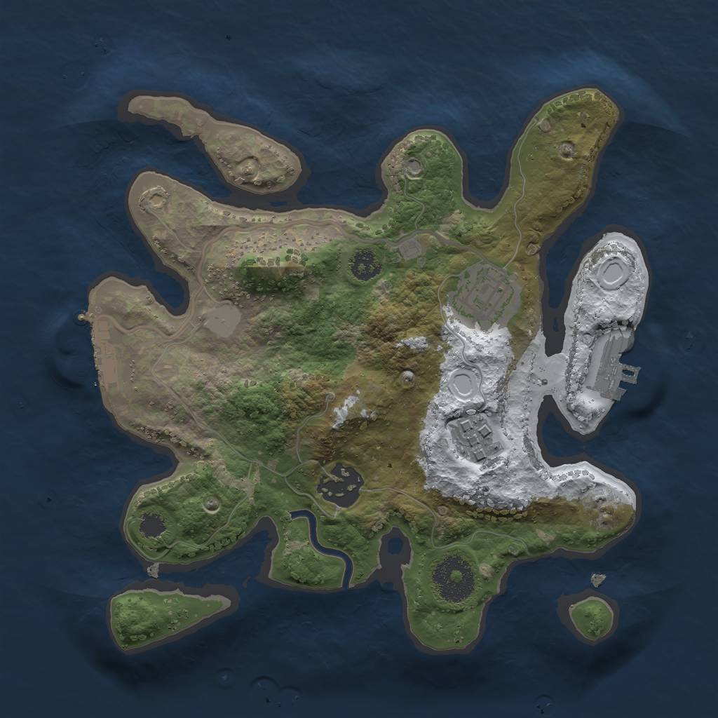 Rust Map: Procedural Map, Size: 2500, Seed: 14318, 10 Monuments