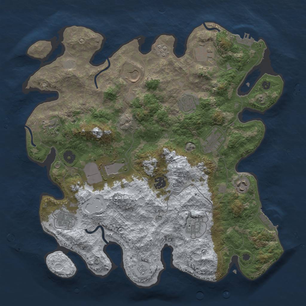 Rust Map: Procedural Map, Size: 3750, Seed: 884860530, 20 Monuments