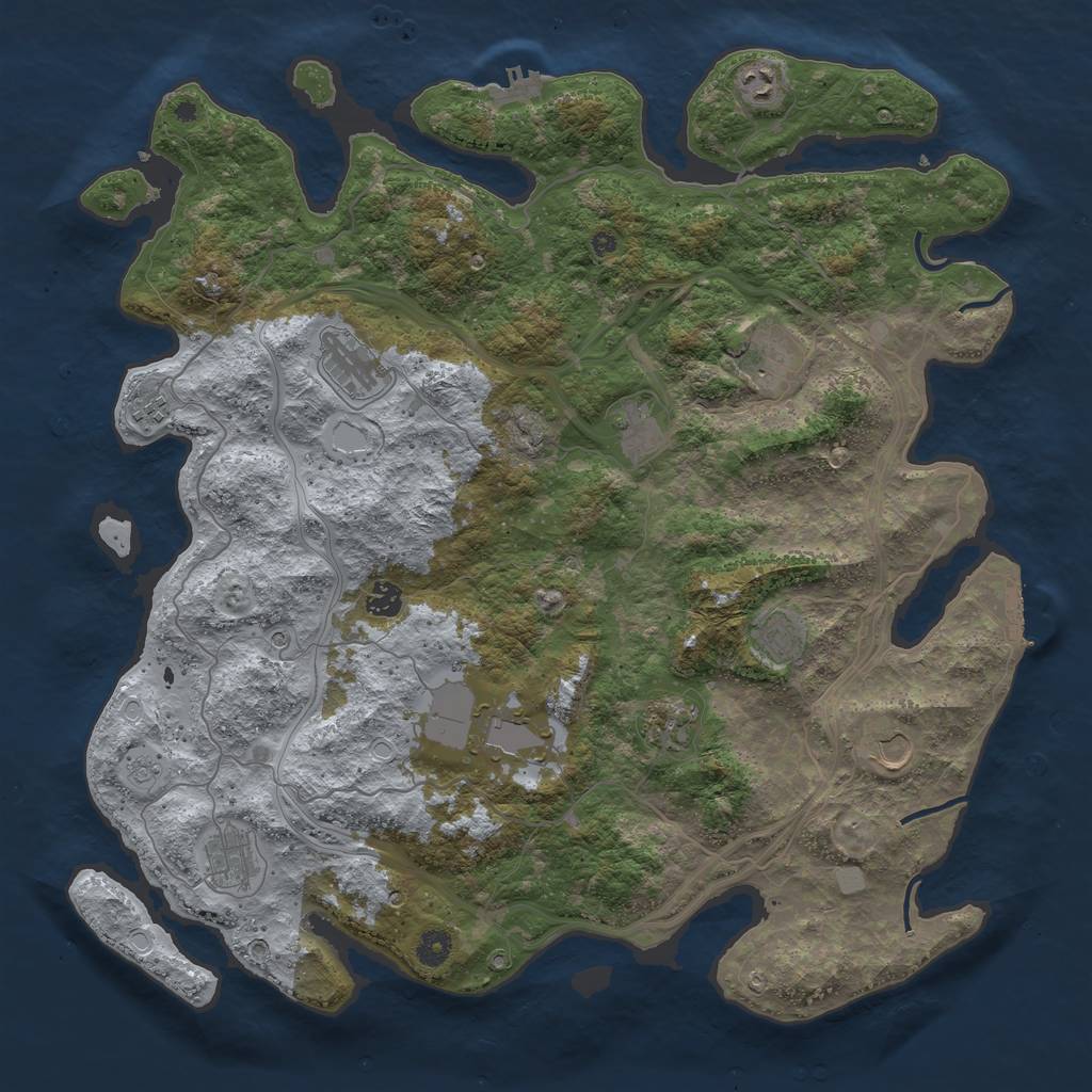 Rust Map: Procedural Map, Size: 4500, Seed: 1047711348, 18 Monuments