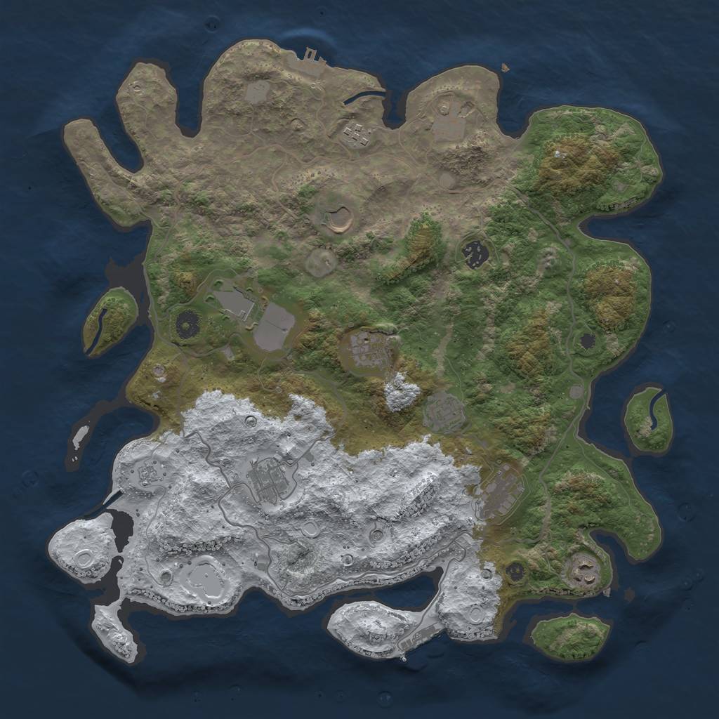 Rust Map: Procedural Map, Size: 4100, Seed: 343584074, 19 Monuments