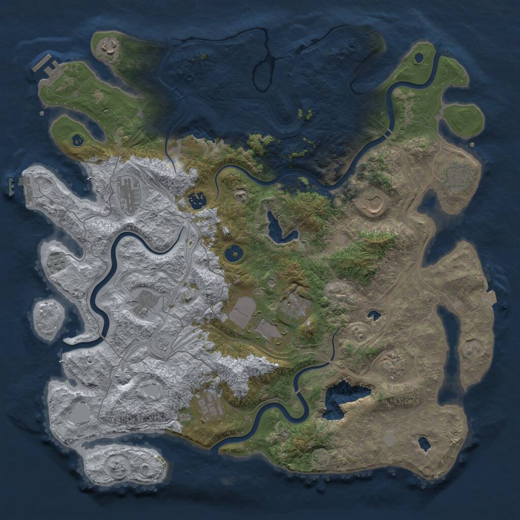 Rust Map: Procedural Map, Size: 4500, Seed: 1258072704, 17 Monuments