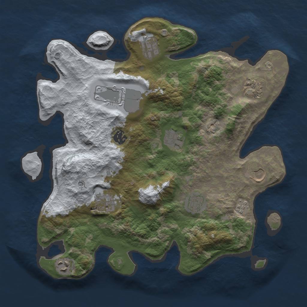 Rust Map: Barren, Size: 3500, Seed: 382818564, 13 Monuments