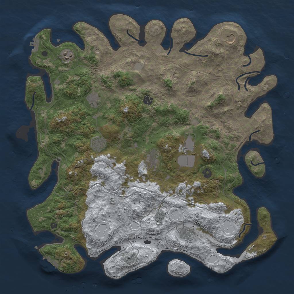 Rust Map: Procedural Map, Size: 4500, Seed: 943331596, 18 Monuments