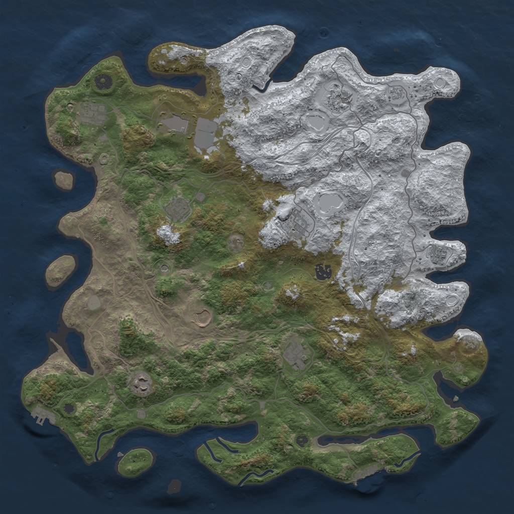 Rust Map: Procedural Map, Size: 4500, Seed: 1517023516, 19 Monuments