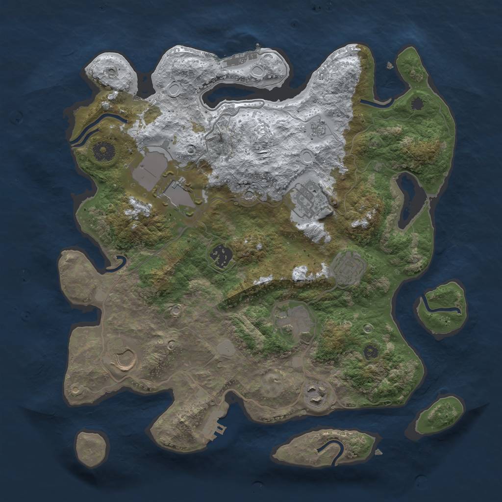 Rust Map: Procedural Map, Size: 3500, Seed: 7653242, 16 Monuments