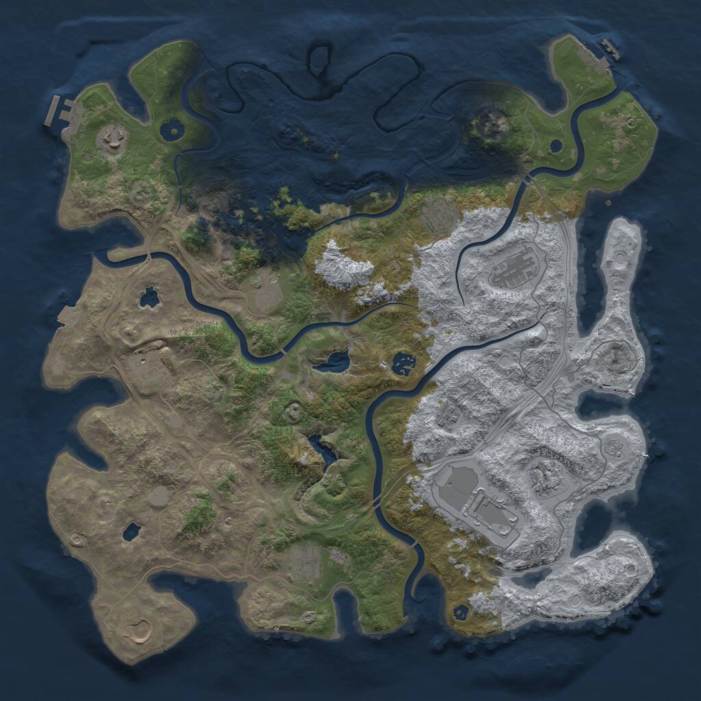 Rust Map: Procedural Map, Size: 4500, Seed: 1764884157, 17 Monuments