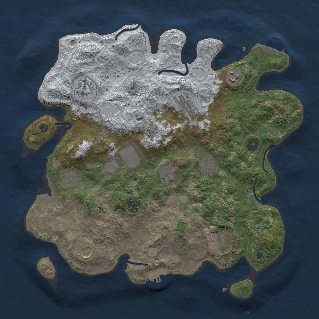 Rust Map: Procedural Map, Size: 3850, Seed: 730451591, 20 Monuments