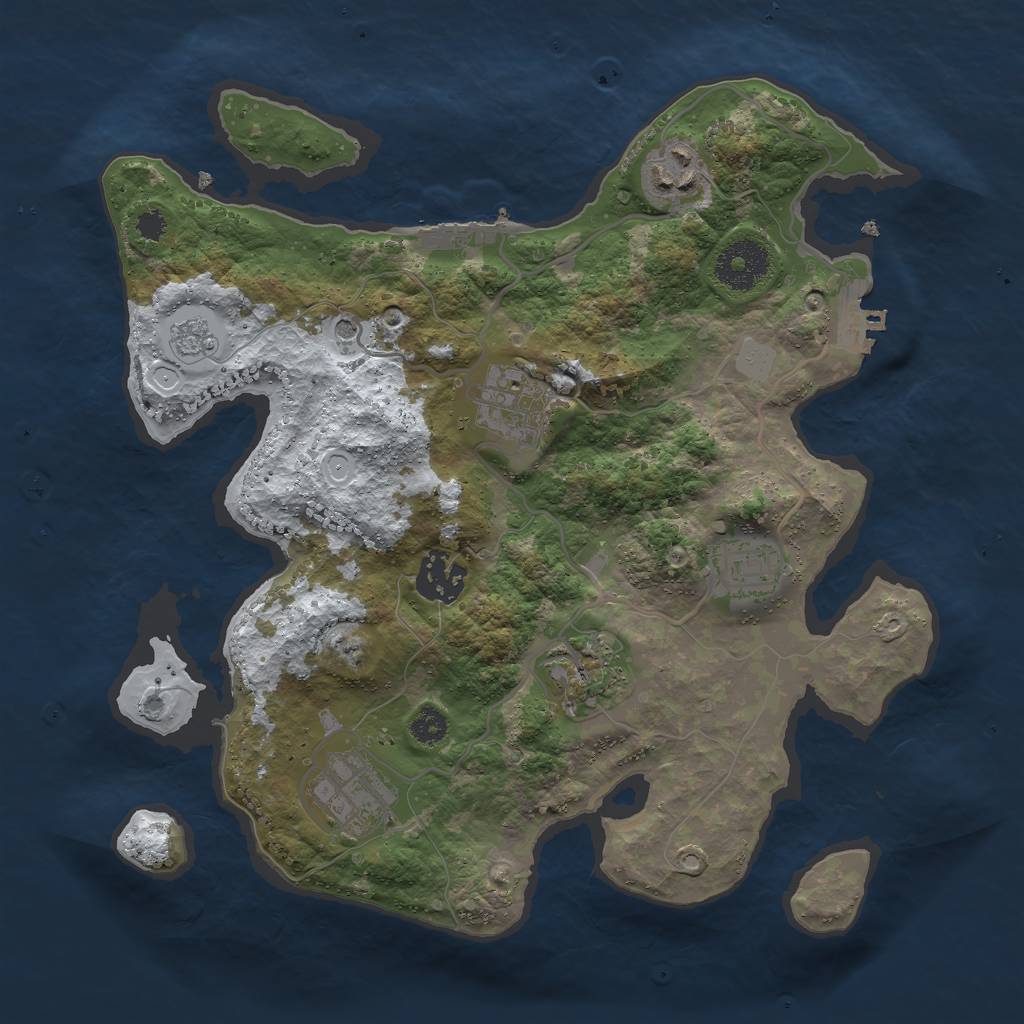 Rust Map: Procedural Map, Size: 3000, Seed: 1232594735, 15 Monuments