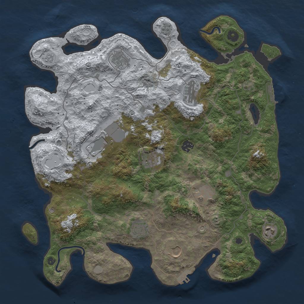 Rust Map: Procedural Map, Size: 4000, Seed: 1370571651, 19 Monuments