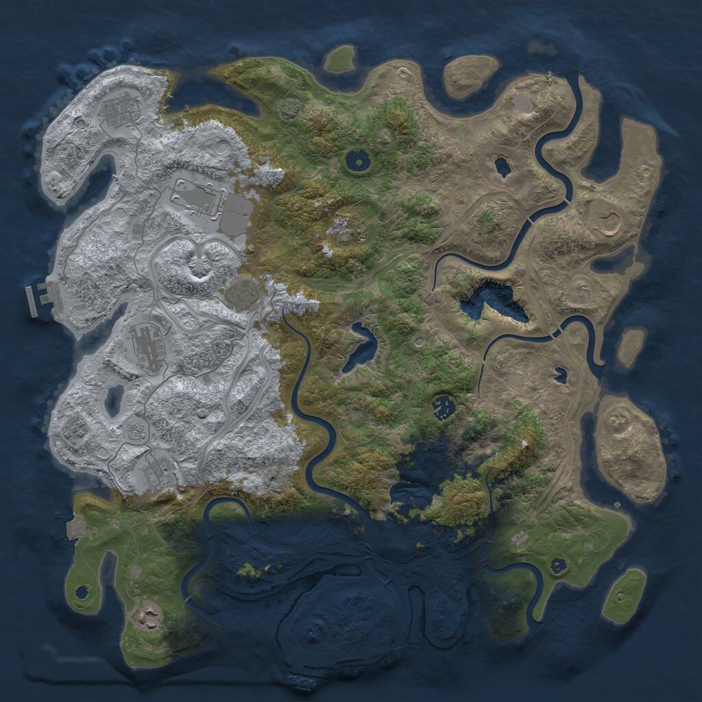 Rust Map: Procedural Map, Size: 4500, Seed: 1839880807, 16 Monuments