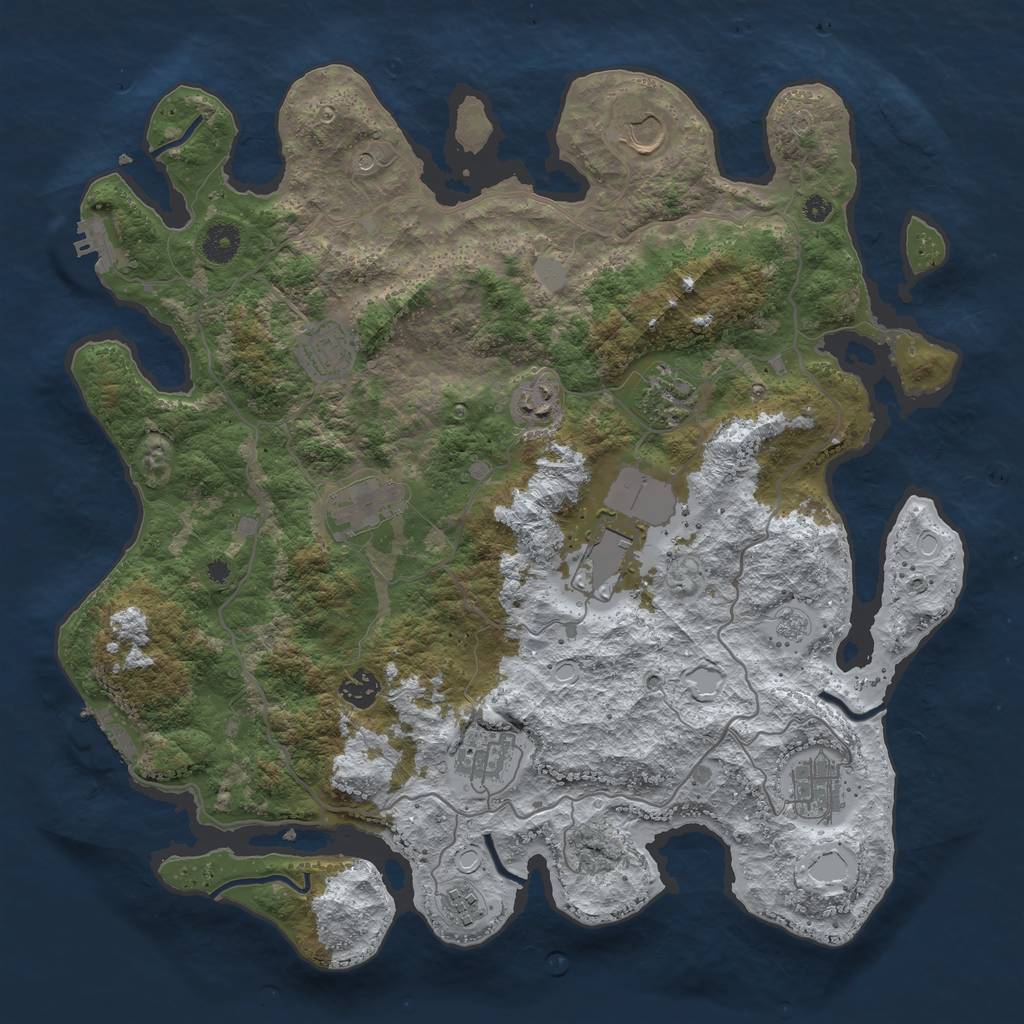 Rust Map: Procedural Map, Size: 4000, Seed: 157106145, 19 Monuments