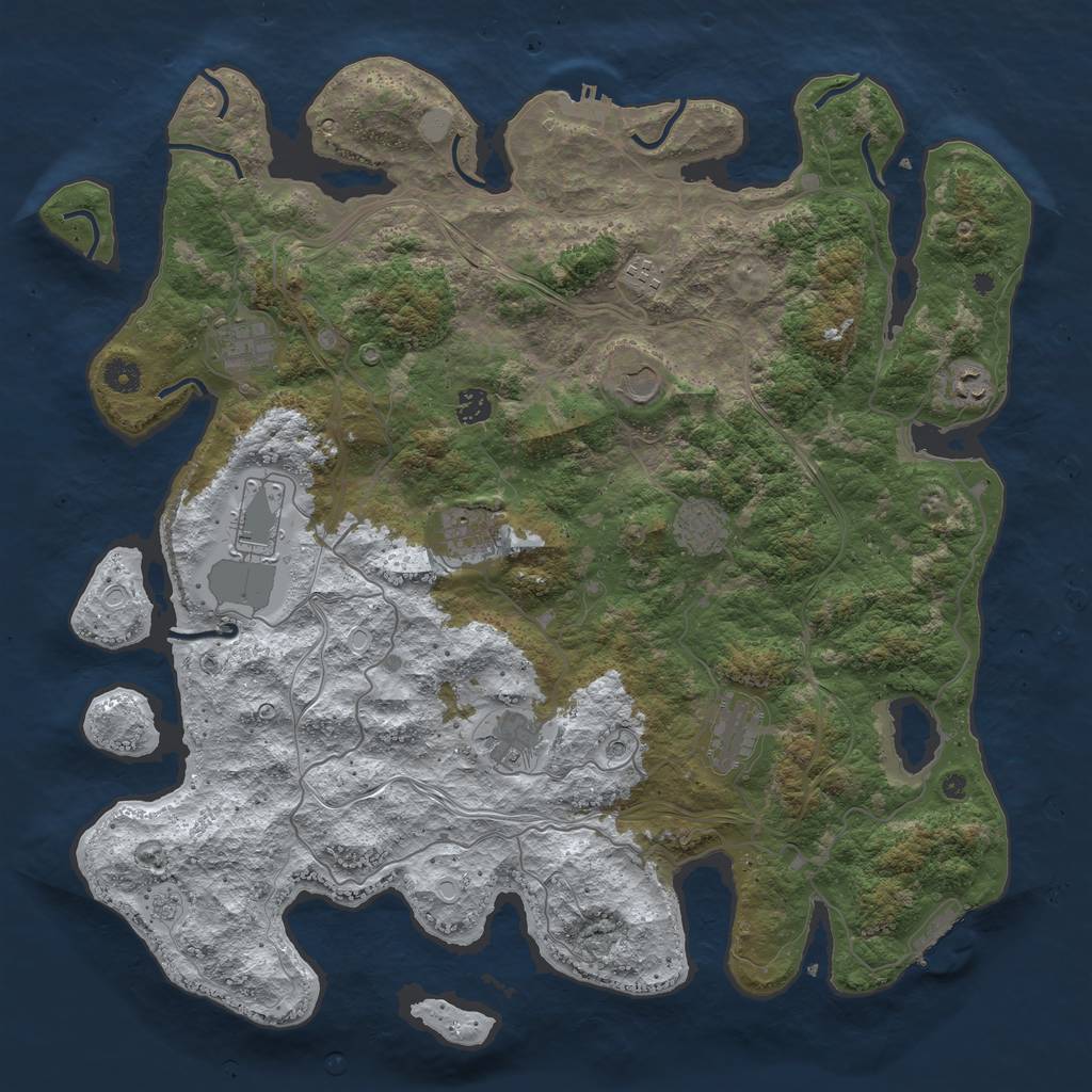 Rust Map: Procedural Map, Size: 4500, Seed: 836173469, 19 Monuments