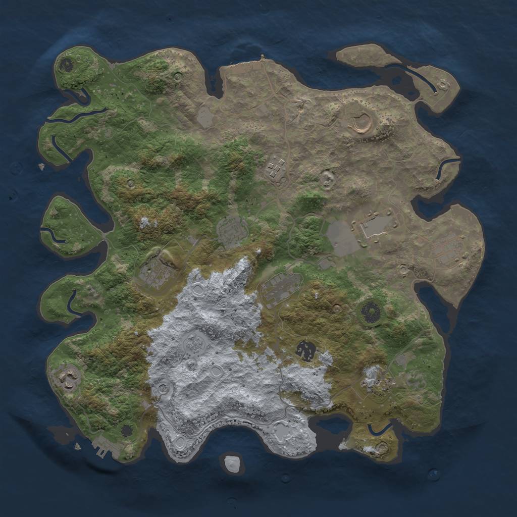 Rust Map: Procedural Map, Size: 3850, Seed: 636537470, 19 Monuments