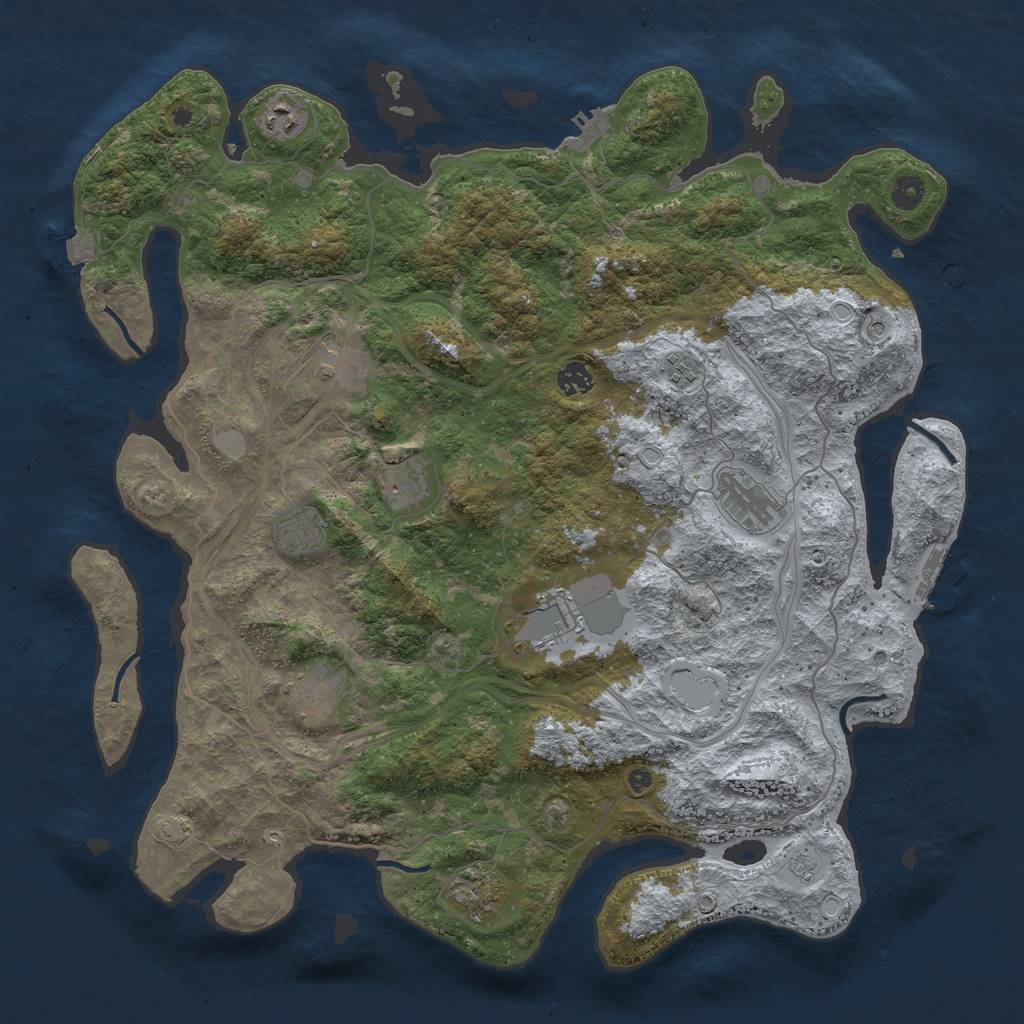 Rust Map: Procedural Map, Size: 4500, Seed: 1508354347, 18 Monuments