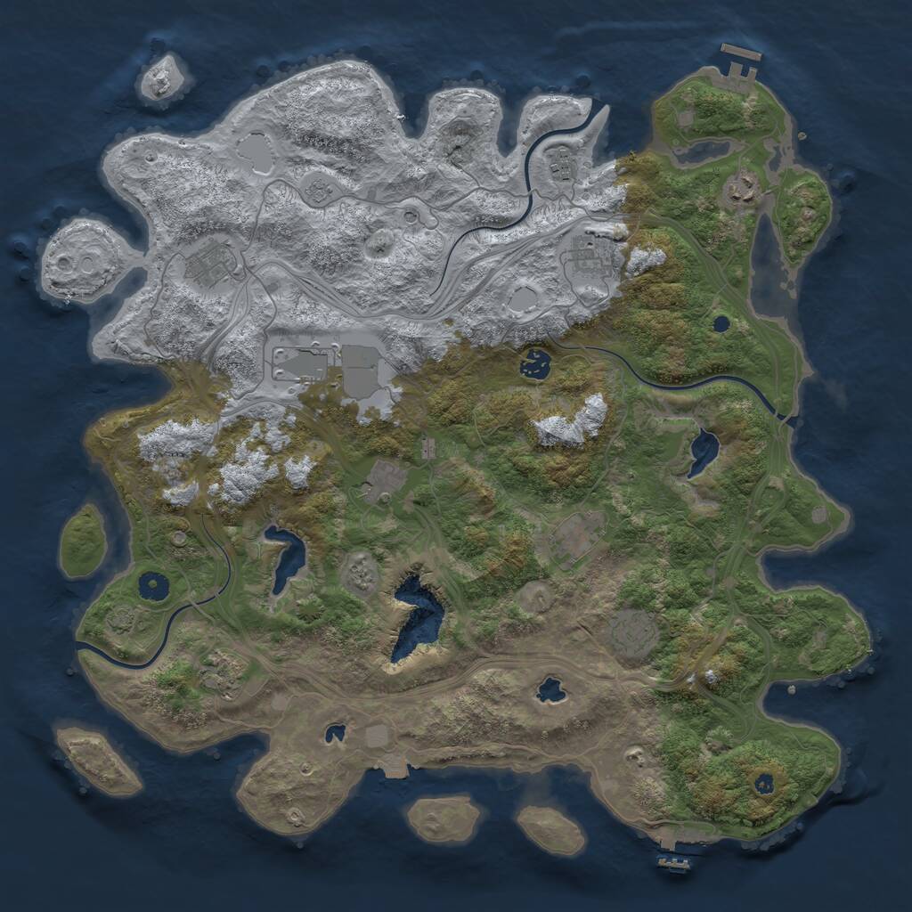 Rust Map: Procedural Map, Size: 4500, Seed: 1371040752, 16 Monuments