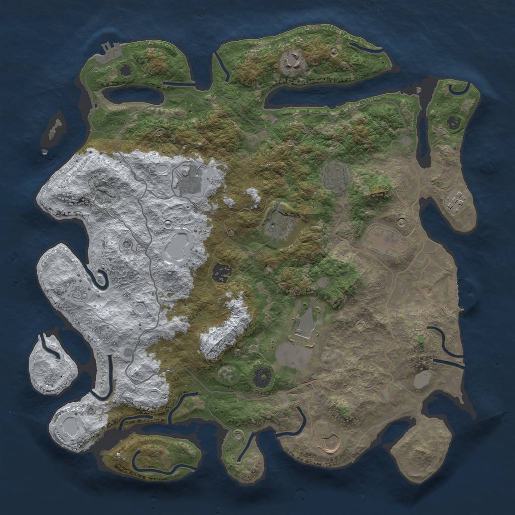 Rust Map: Procedural Map, Size: 4000, Seed: 1247965131, 18 Monuments