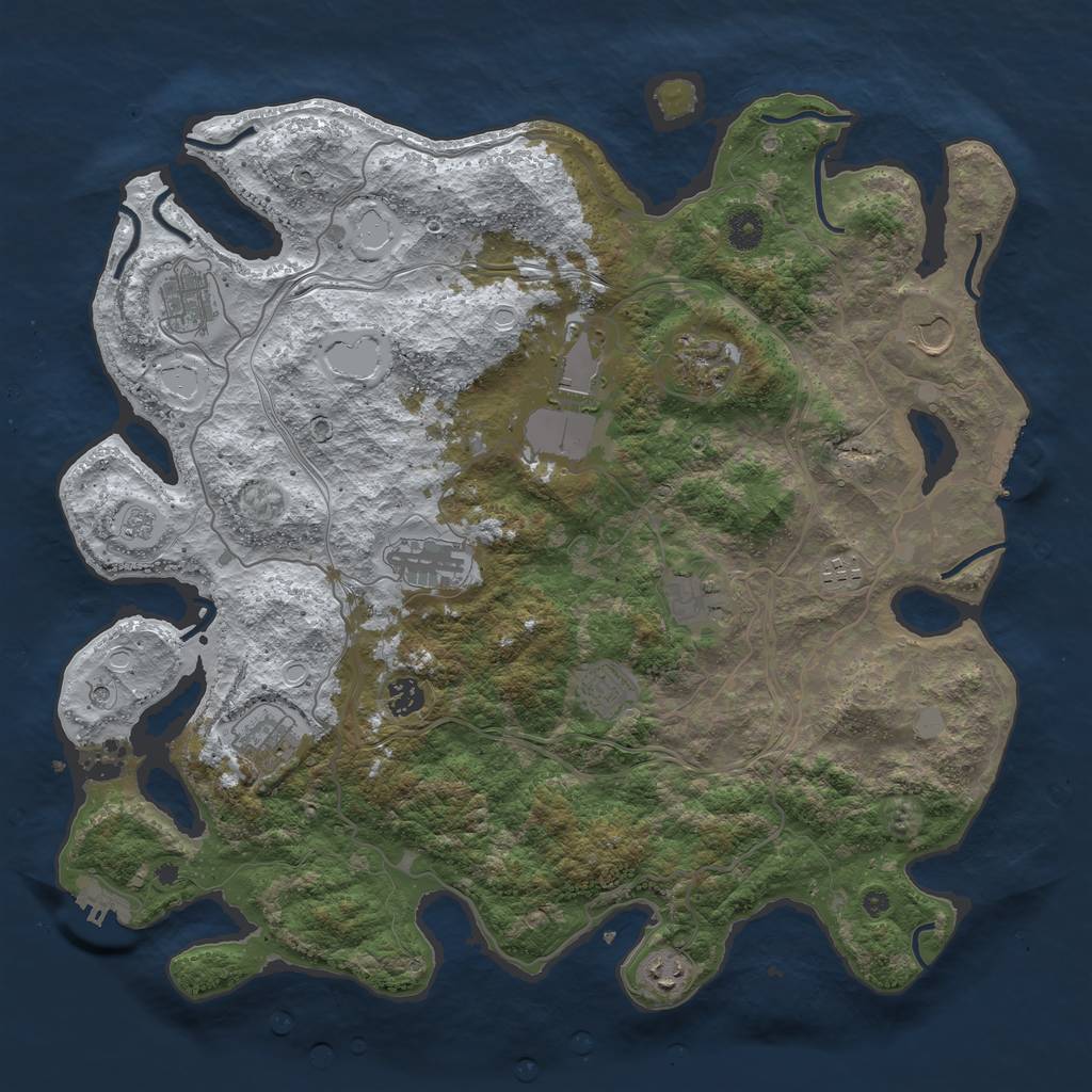 Rust Map: Procedural Map, Size: 4250, Seed: 381321628, 20 Monuments