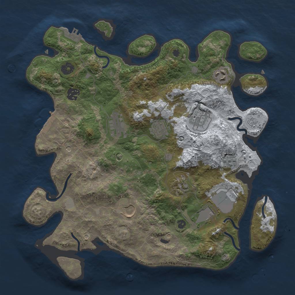 Rust Map: Procedural Map, Size: 3500, Seed: 1717357265, 18 Monuments