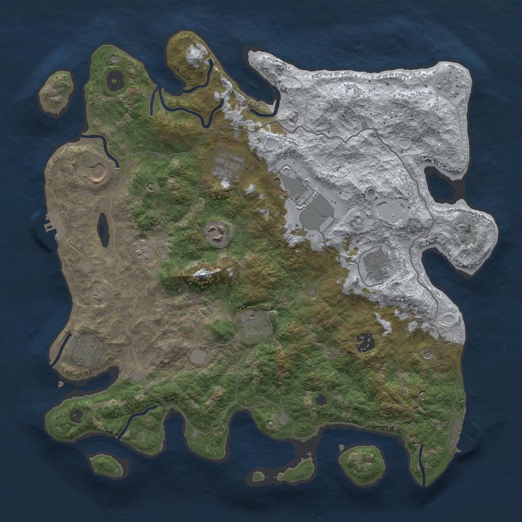Rust Map: Procedural Map, Size: 4000, Seed: 425712, 18 Monuments