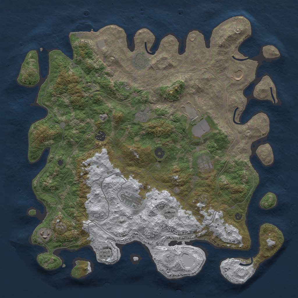 Rust Map: Procedural Map, Size: 4300, Seed: 130051600, 17 Monuments