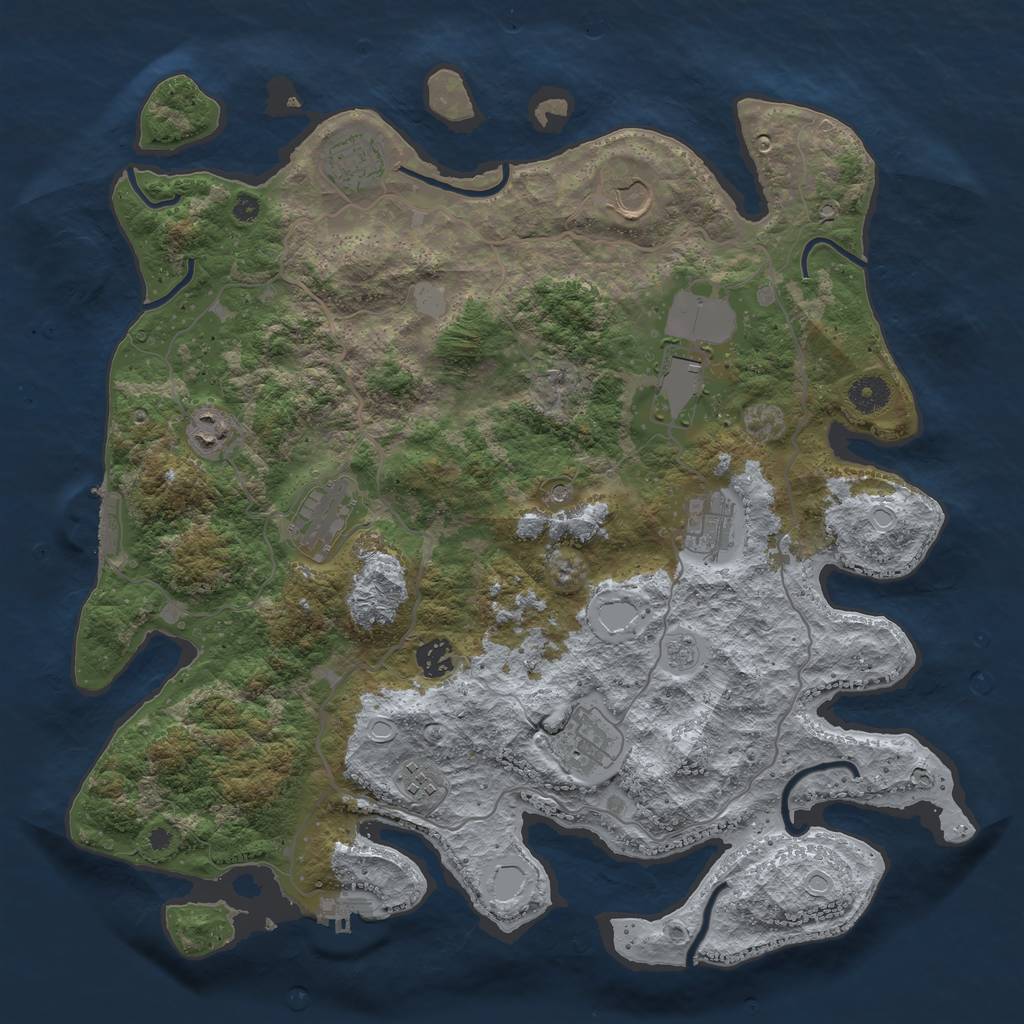 Rust Map: Procedural Map, Size: 4000, Seed: 74588, 18 Monuments