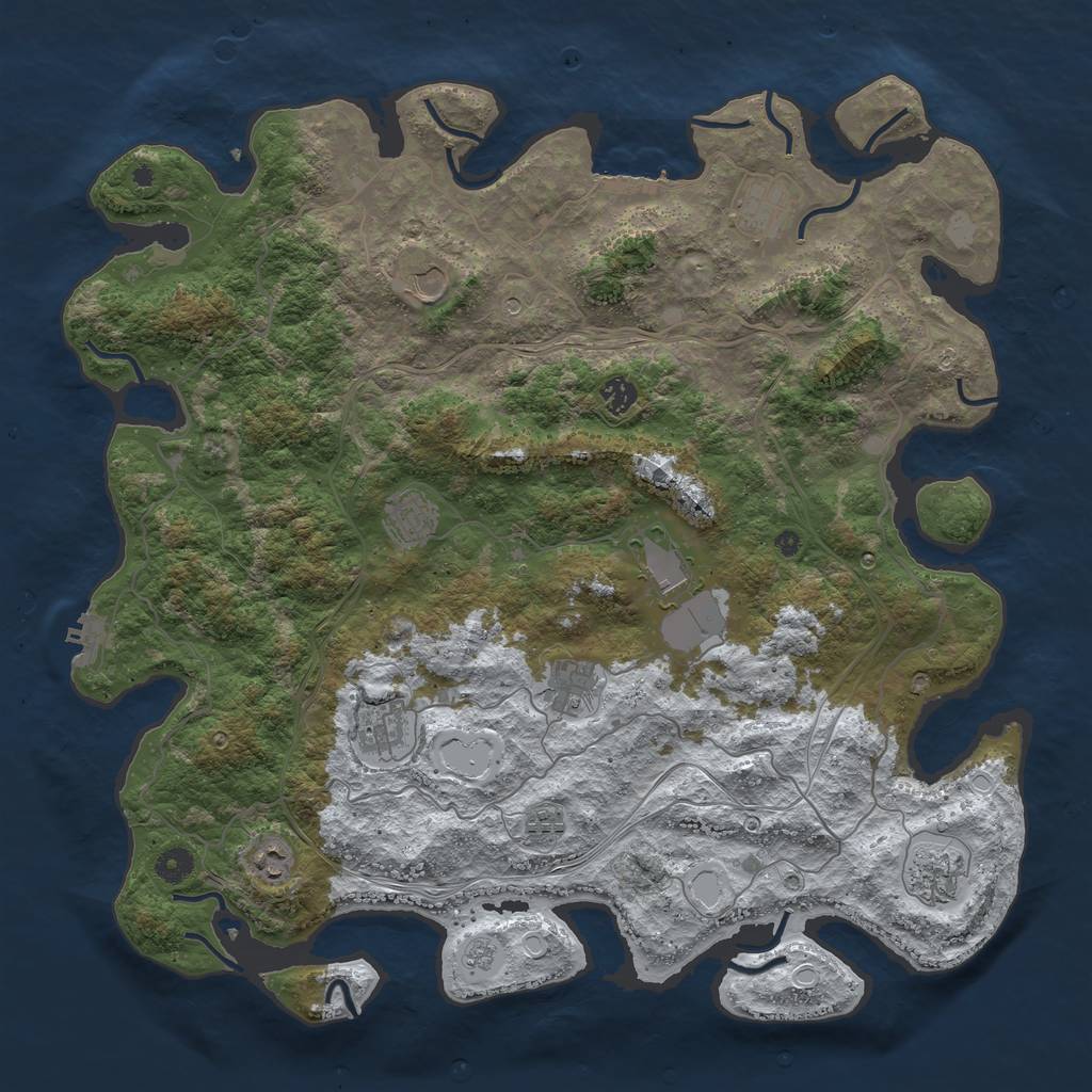 Rust Map: Procedural Map, Size: 4500, Seed: 1037878249, 19 Monuments