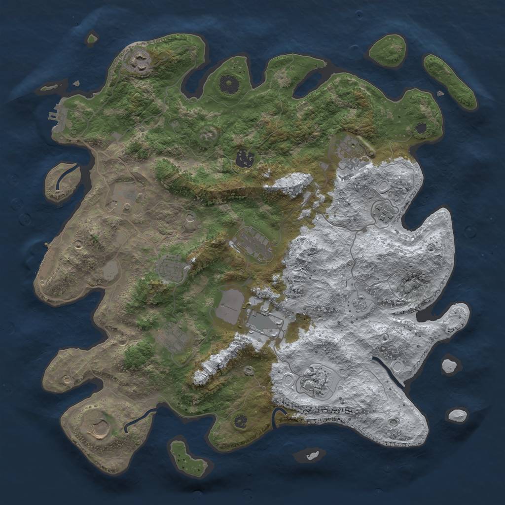 Rust Map: Procedural Map, Size: 3950, Seed: 1885086630, 20 Monuments