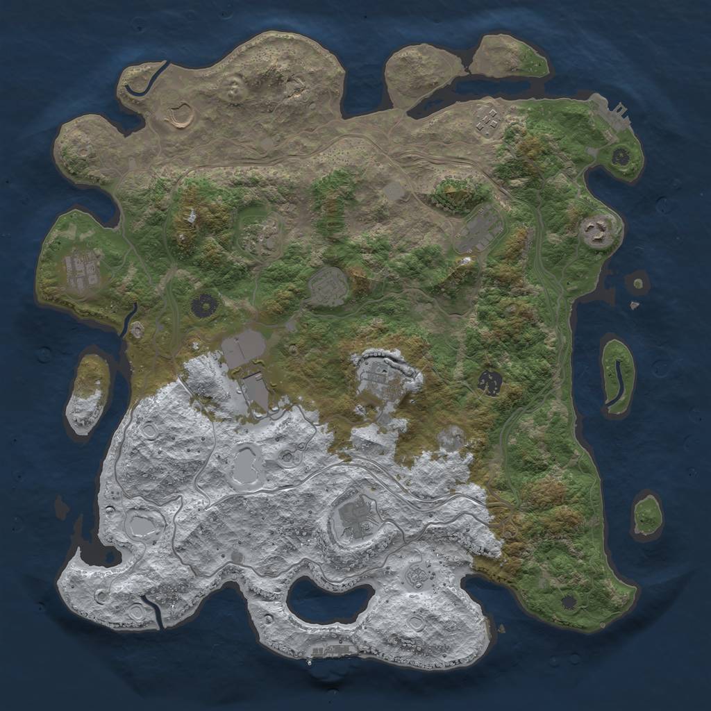 Rust Map: Procedural Map, Size: 4250, Seed: 1010242786, 20 Monuments