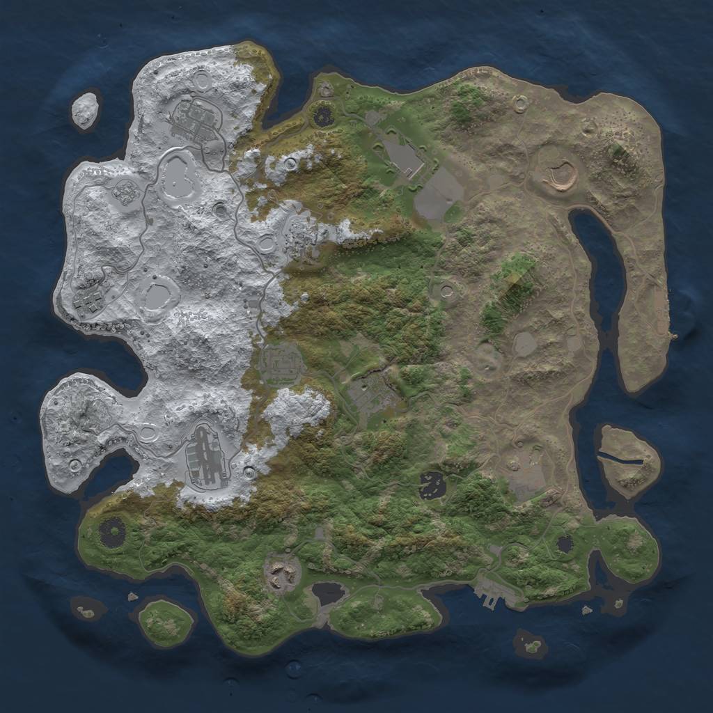 Rust Map: Procedural Map, Size: 3700, Seed: 477677183, 20 Monuments