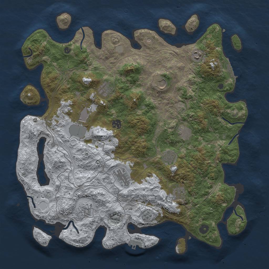 Rust Map: Procedural Map, Size: 4250, Seed: 884073946, 20 Monuments