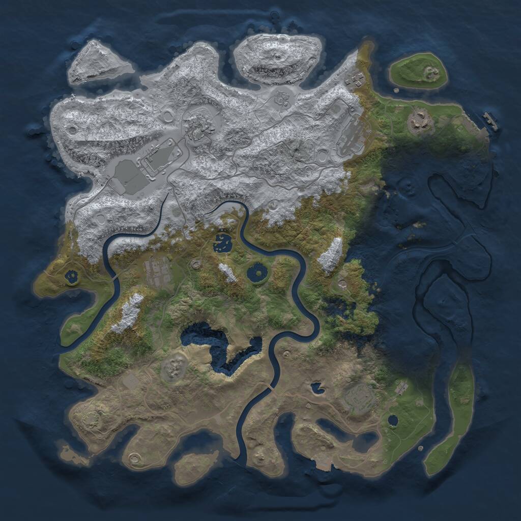 Rust Map: Procedural Map, Size: 4000, Seed: 1292878101, 13 Monuments