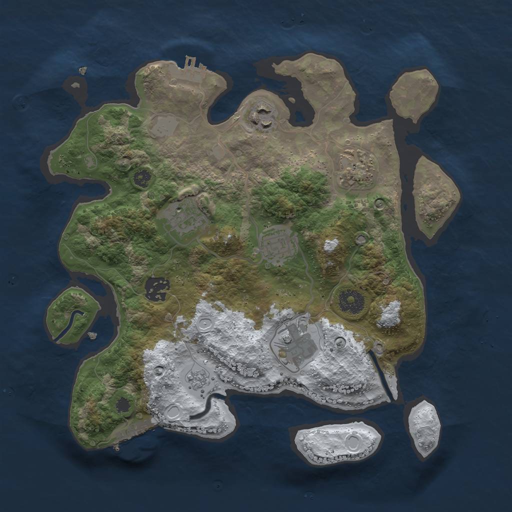 Rust Map: Procedural Map, Size: 3000, Seed: 3017, 14 Monuments