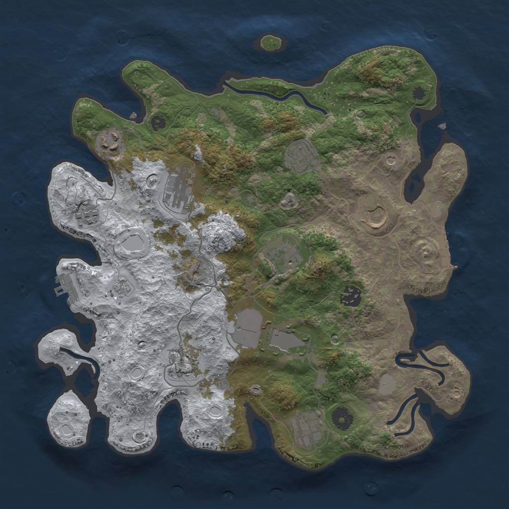 Rust Map: Procedural Map, Size: 3500, Seed: 305549607, 19 Monuments