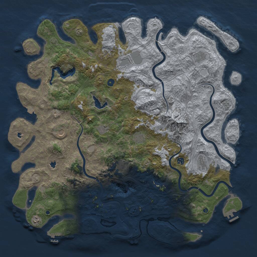 Rust Map: Procedural Map, Size: 5250, Seed: 48298090, 17 Monuments