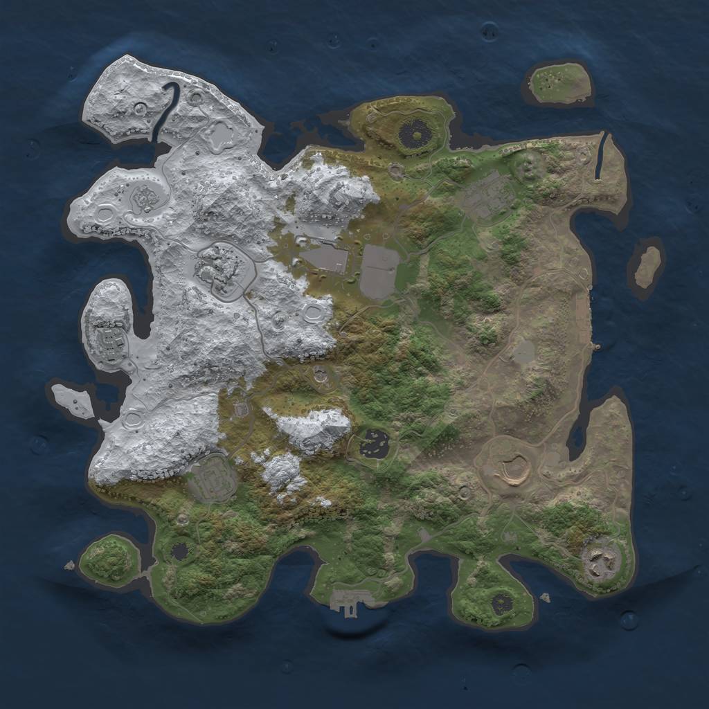 Rust Map: Procedural Map, Size: 3500, Seed: 1344800597, 17 Monuments