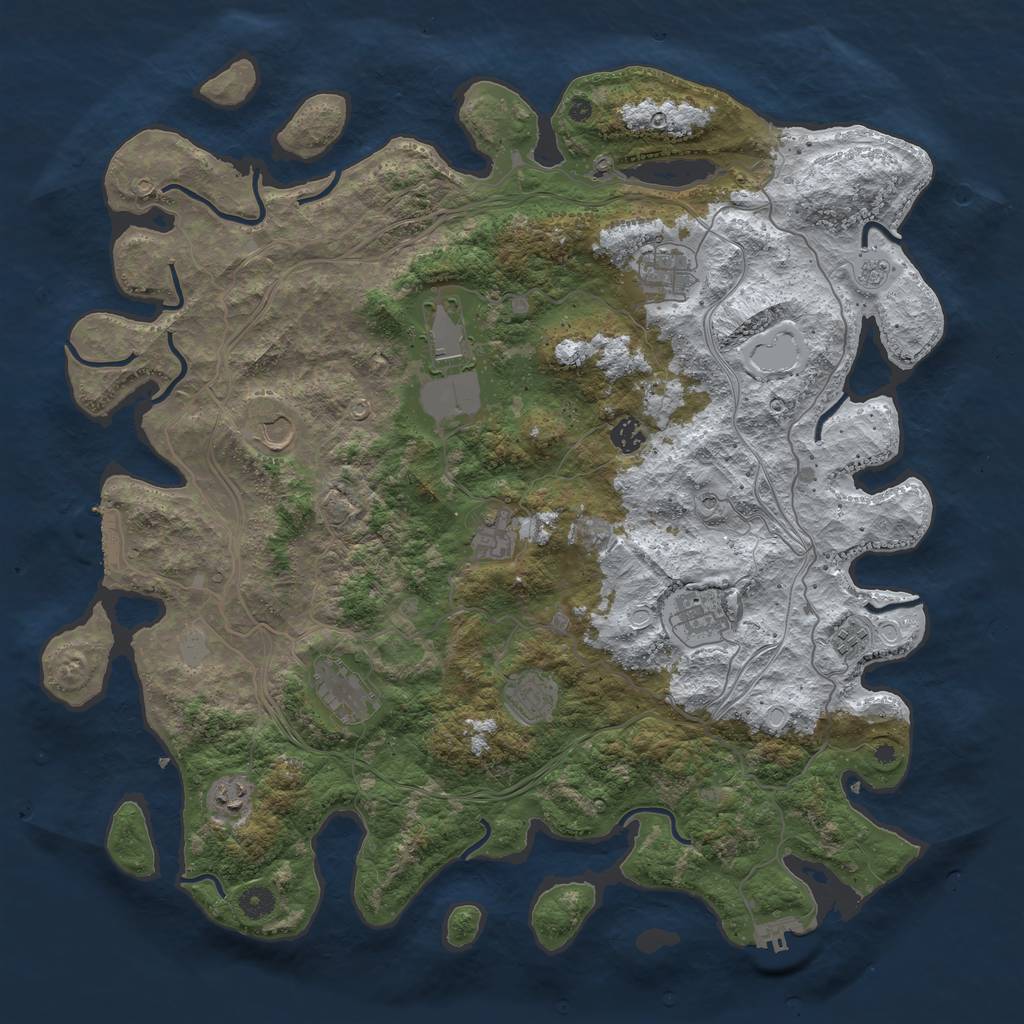 Rust Map: Procedural Map, Size: 4500, Seed: 2468025, 19 Monuments